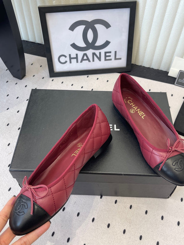 CC Ballet Flats Burgundy in Cowhide 611699