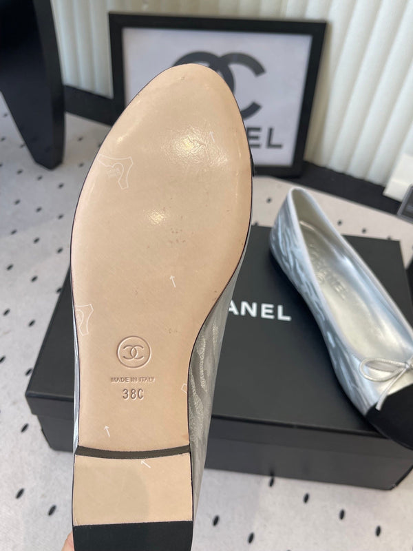 CC Ballet Flats Silver in Sheepskin 611692