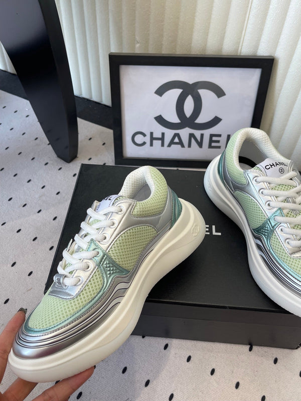 CC Sneaker Green Silver Metallic in Cowhide 611666