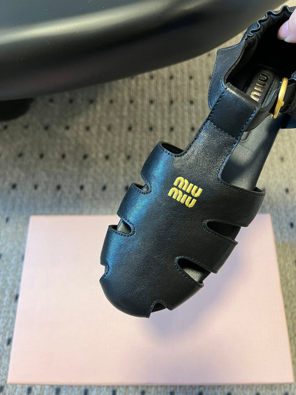 Miu Miu 26 Roman Sandals Black in Cowhide 614720