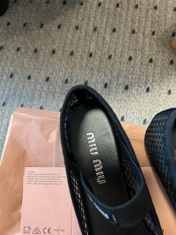 Miu Miu 26SS Ballet Flats Black in Mesh 614700