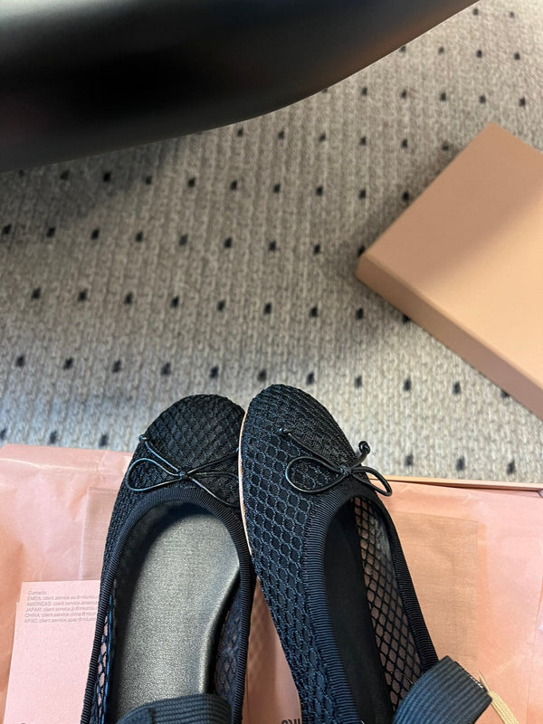 Miu Miu 26SS Ballet Flats Black in Mesh 614700