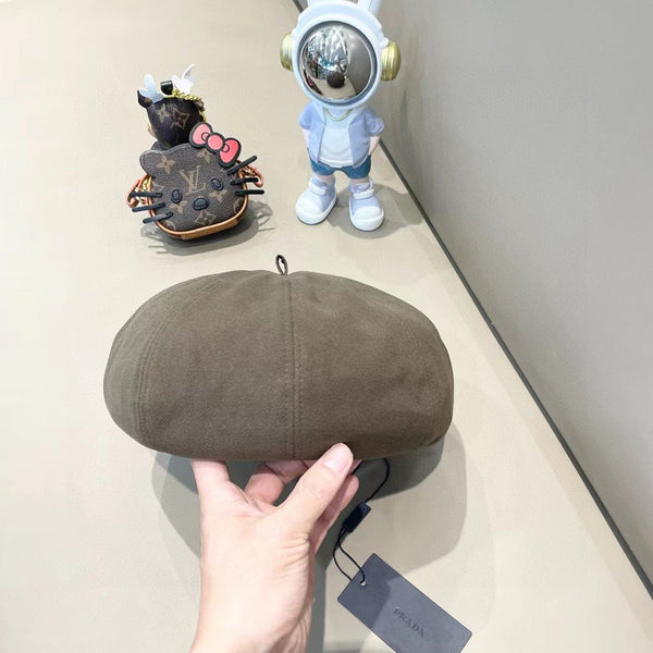 Prada Beret Pumpkin Style Women's Taupe in Canvas 125792