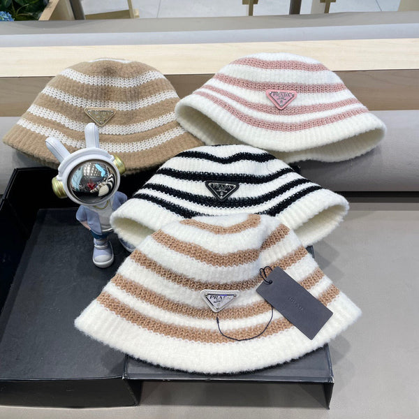 Prada Plush Bucket Hat Pink Knitted Woolen Fabric 125671