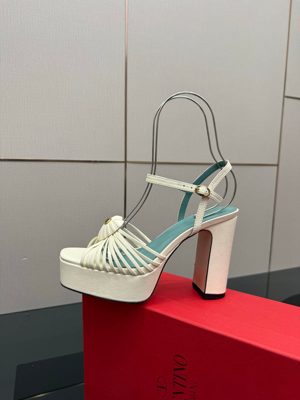 VALENTINO Classic Sandals White in Sheepskin 629542