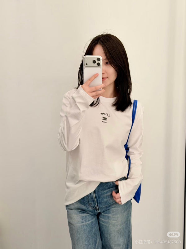 Celine 26ss Long-Sleeve T-Shirt White in Cotton