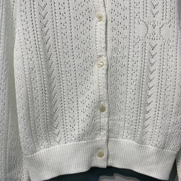 Celine 26SS Openwork Knit Cardigan White in Cotton 978030