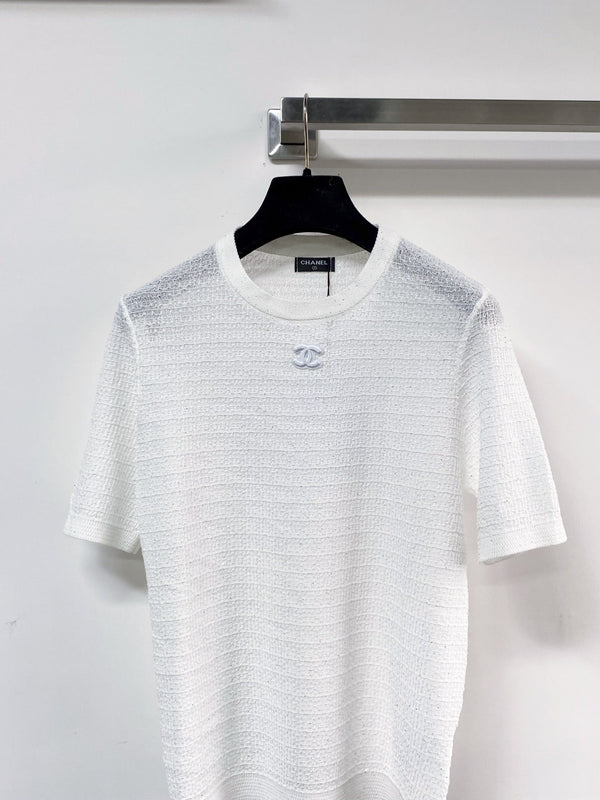 Chanel Short-Sleeve T-Shirt White in Tencel 125447