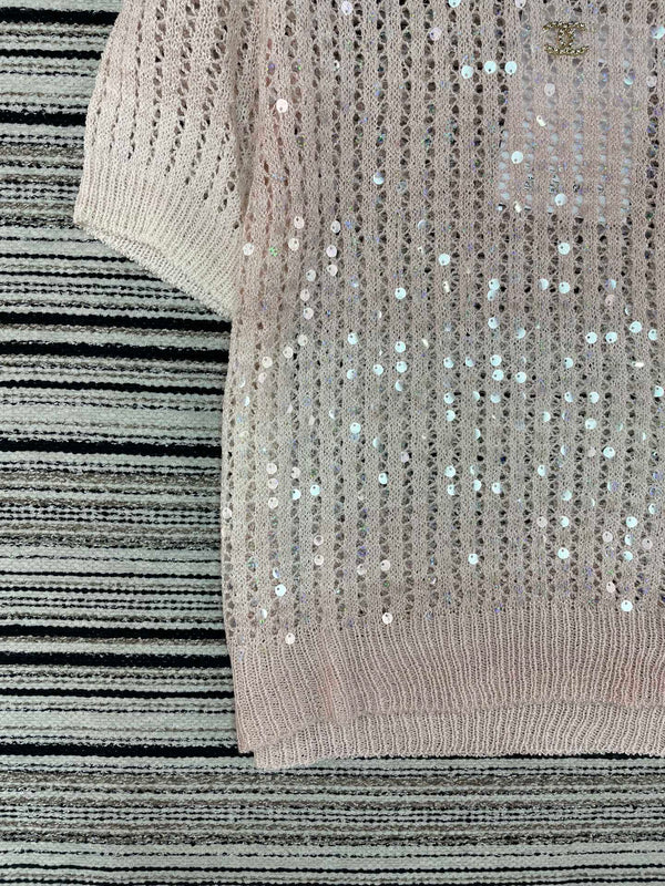 Chanel Knit Short-sleeve Pink in Wool 133523