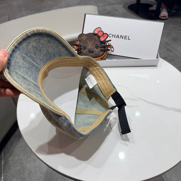 Chanel Vintage Washed Gray Denim Baseball Cap 192307