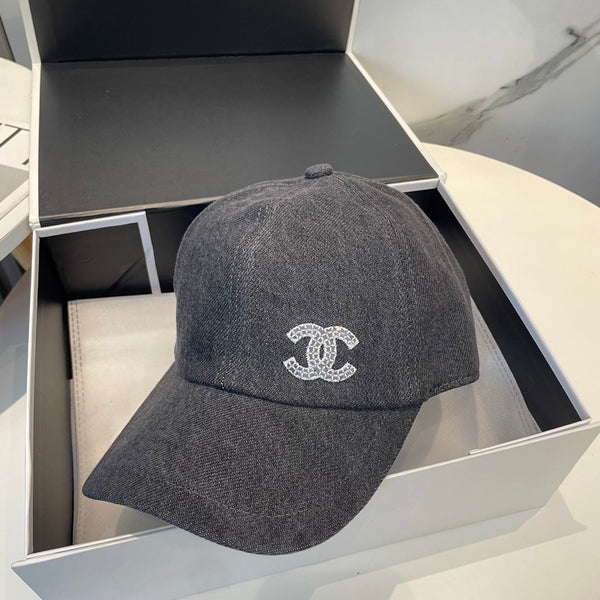 Chanel Washed Denim Baseball Cap Black in Cotton 192165