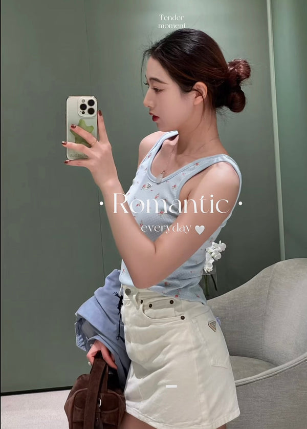 Prada 26 Summer Vest Blue in Cotton 160385