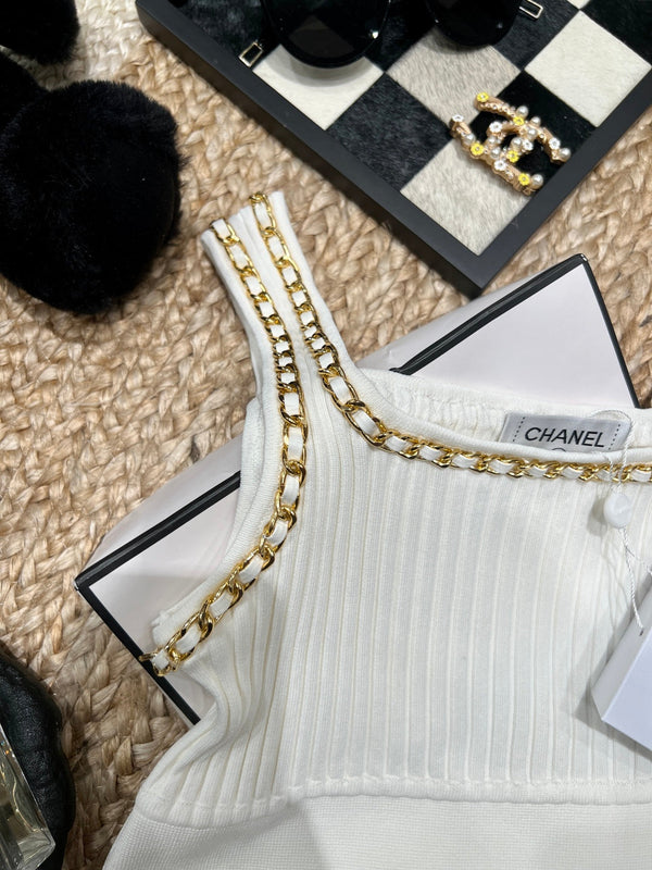 Chanel 26SS Knitted Camisole Cream in Tencel 161791