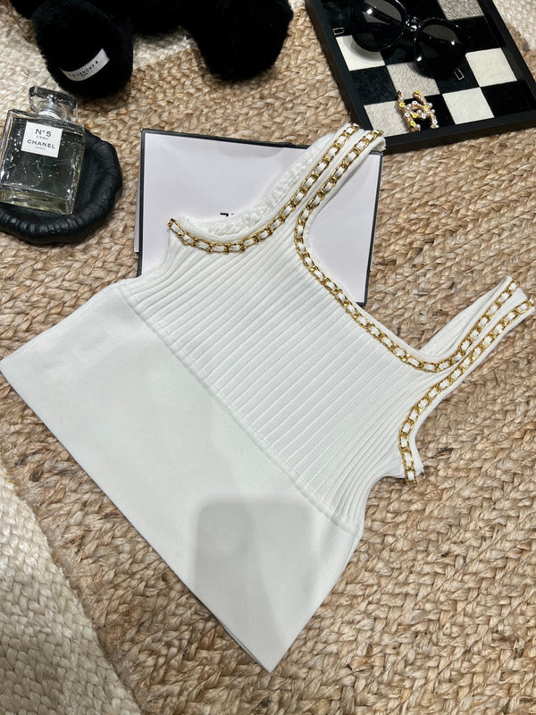 Chanel 26SS Knitted Camisole Cream in Tencel 161791