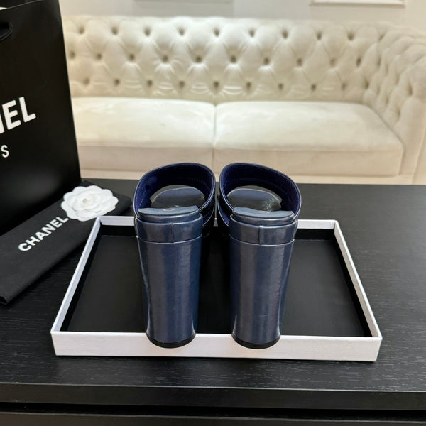 Chanel 2026 Runway Platform High-Heeled 12.5cm Sandals Blue in Cowhide 673062