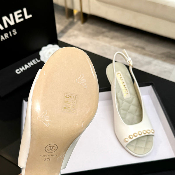 Chanel 26A Slingback White in Lambskin 672994