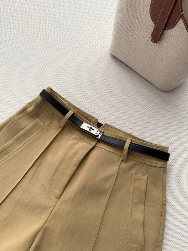 Hermes 26SS Shorts Khaki Brown in Cotton 943345