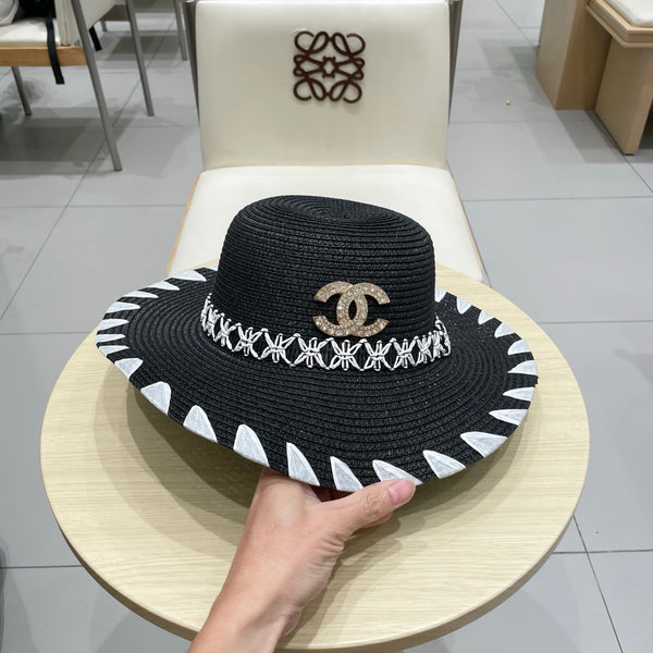 Chanel 25 Black Straw Hat 197913