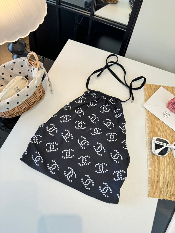 Chanel One-piece Swimsuit Black in Cotton