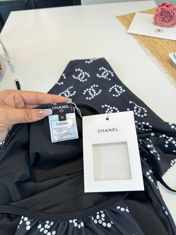 Chanel One-piece Swimsuit Black in Cotton