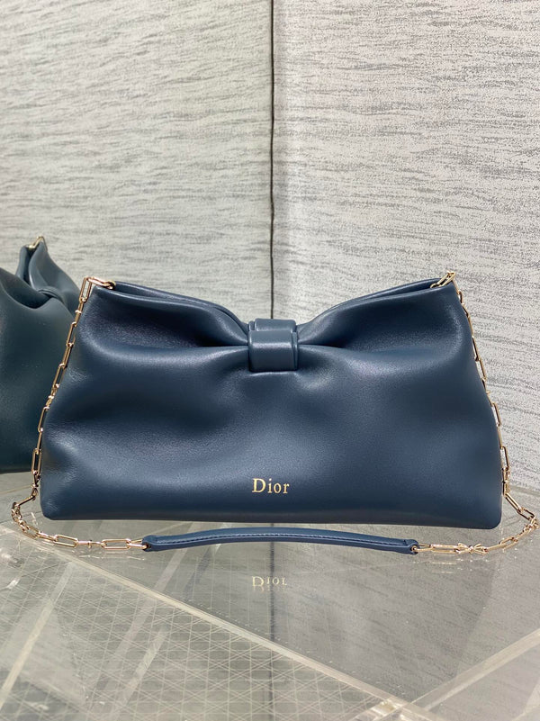 Dior 26 Bow Chain Bag in Navy Blue Lambskin