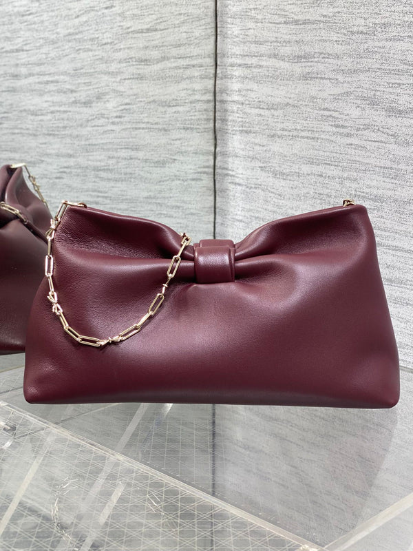 Dior 26 Bow Chain Bag in Burgundy Lambskin