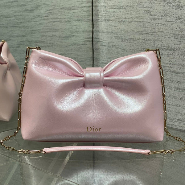 Dior 26 Bow Chain Bag in Glossy Pink Lambskin