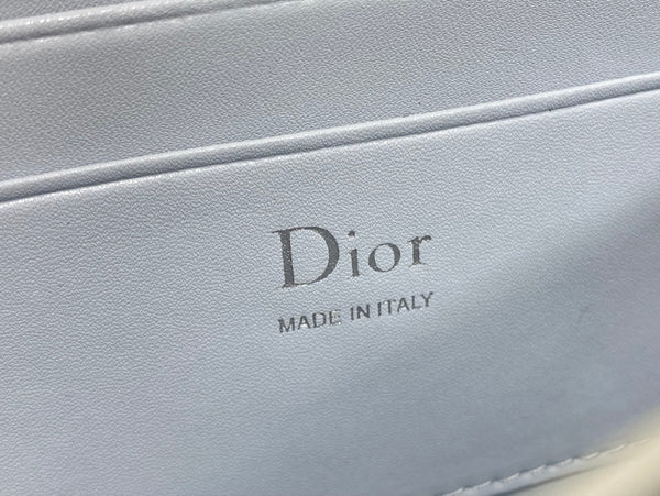 Dior 26 Bow Pearl Chain Clutch Light Grey Lambskin SHW