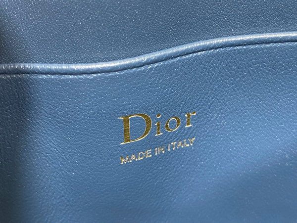 Dior 26 Bow Pearl Chain Clutch Navy Blue Lambskin GHW
