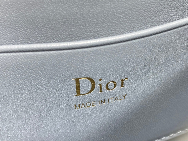 Dior 26 Bow Pearl Chain Clutch Blue Lambskin GHW
