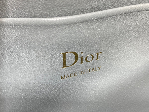 Dior 26 Bow Pearl Chain Clutch Cement Gray Lambskin GHW
