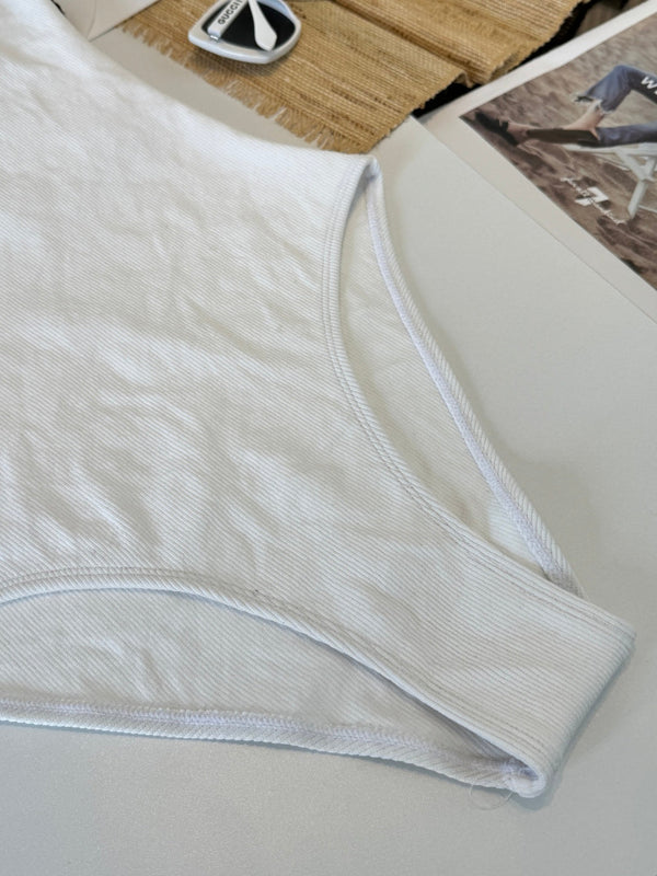 Chanel One-piece Swimsuit White in Cotton 201807