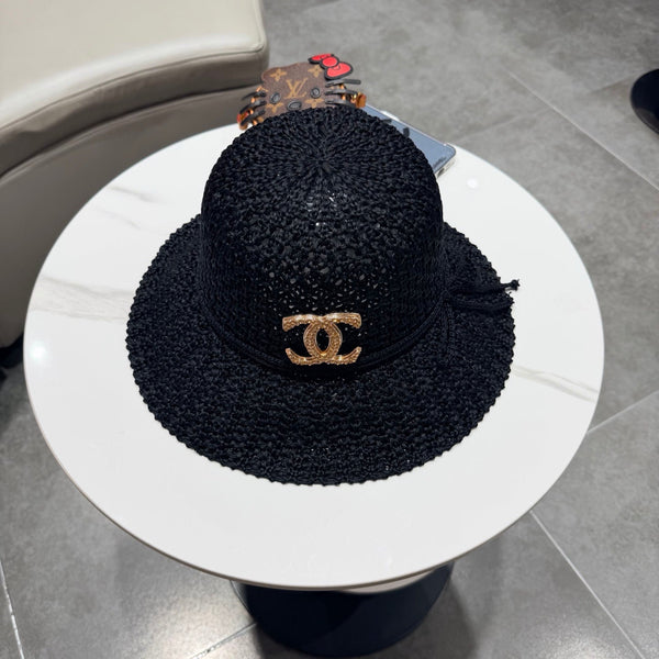 Chanel Fisherman's Hat Black in Straw 201673