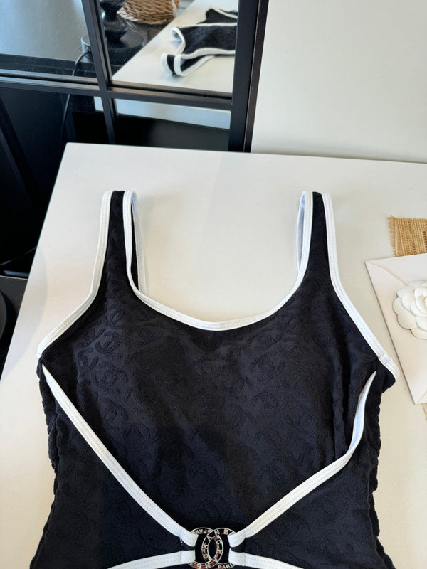 Chanel One-Piece Swimsuit Black in Cotton 204638