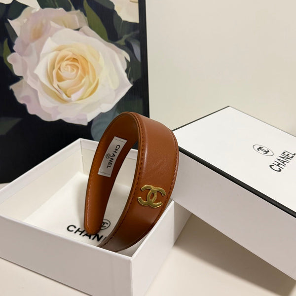 Chanel Headband Brown in Microfiber Leather 201919