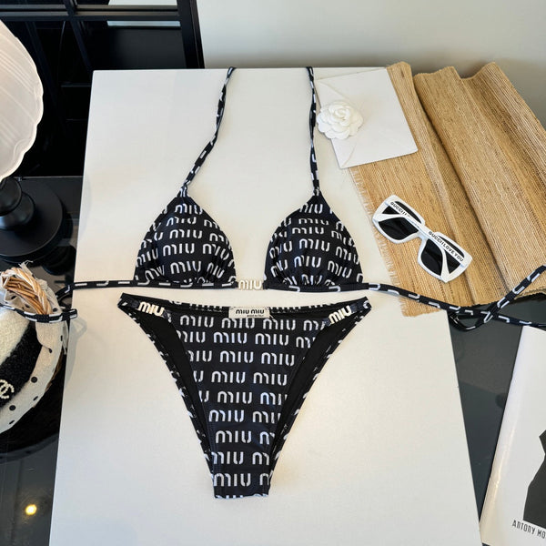 Miumiu Two-piece Bikini Swimsuit Black in Cotton polyester 204646