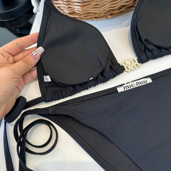 Miumiu Two-piece Bikini Swimsuit Black in Cotton polyester 204642