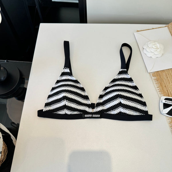 Miumiu Two-piece Bikini Swimsuit Black White in Cotton polyester 204641