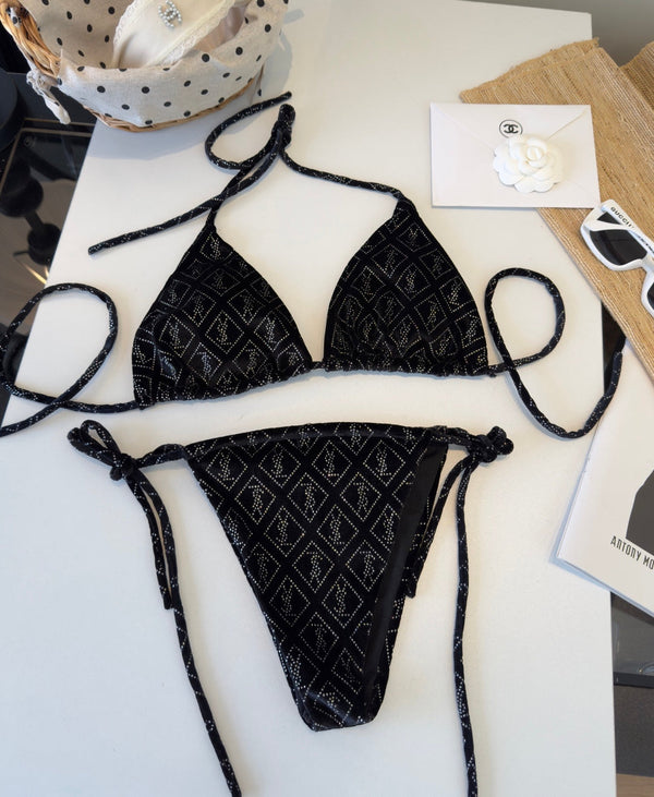 YSL Bikini Swimsuit Black in Cotton 187428