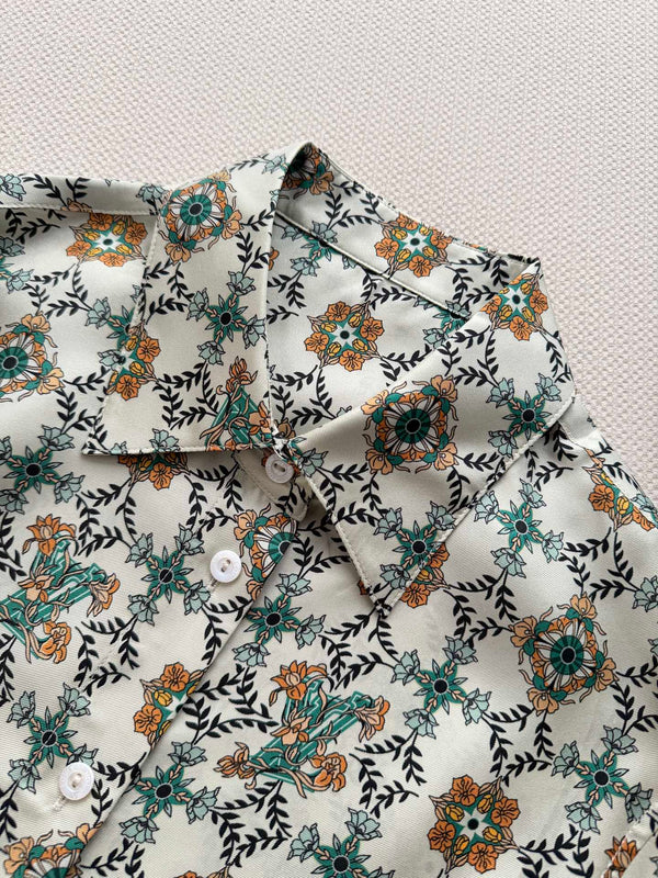 LV 26SS Retro Print Silk Shirt Cream floral in Silk 198356
