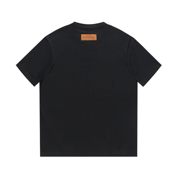 Louis Vuitton Floral & Brand Logo T-Shirt Black in Cotton 197471