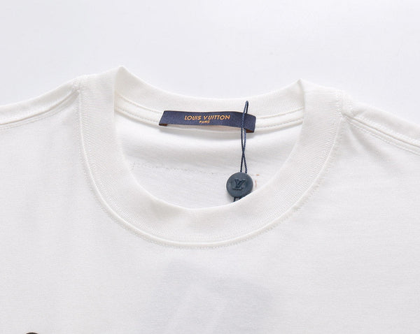 Louis Vuitton Floral & Brand Logo T-Shirt White in Cotton 197470