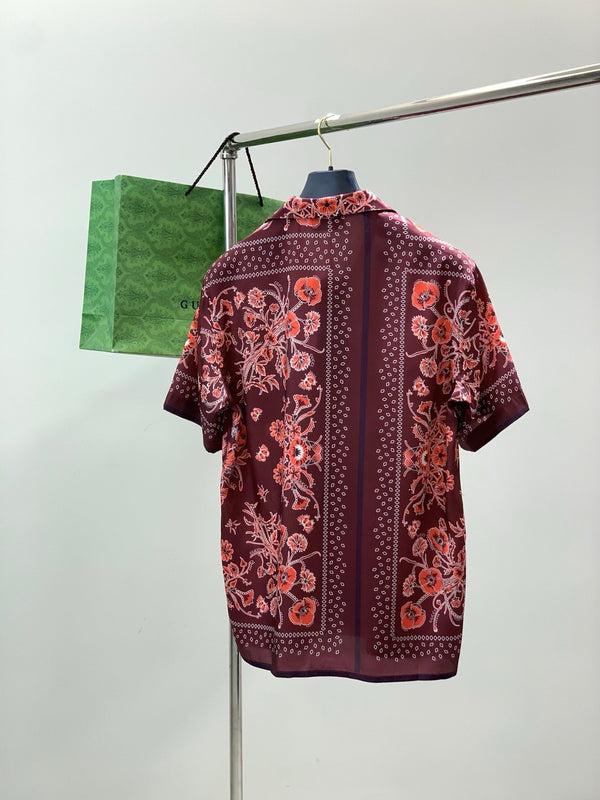 Gucci Short-sleeve Shirt Reddish Brown in Cotton 200653
