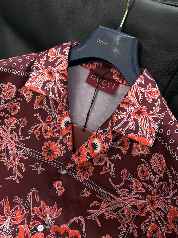 Gucci Short-sleeve Shirt Reddish Brown in Cotton 200653