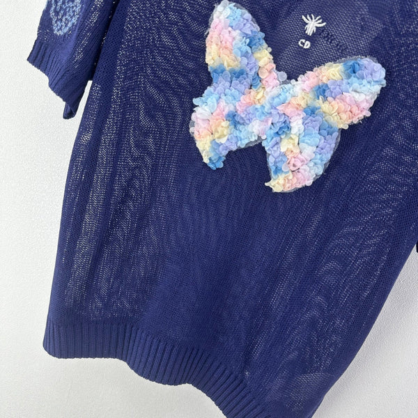 Dior Butterfly Knit Short-Sleeve T-Shirt Blue in Wool 360699
