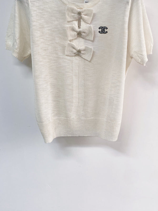 Chanel Short-Sleeve T-Shirt Ivory in Wool 208007