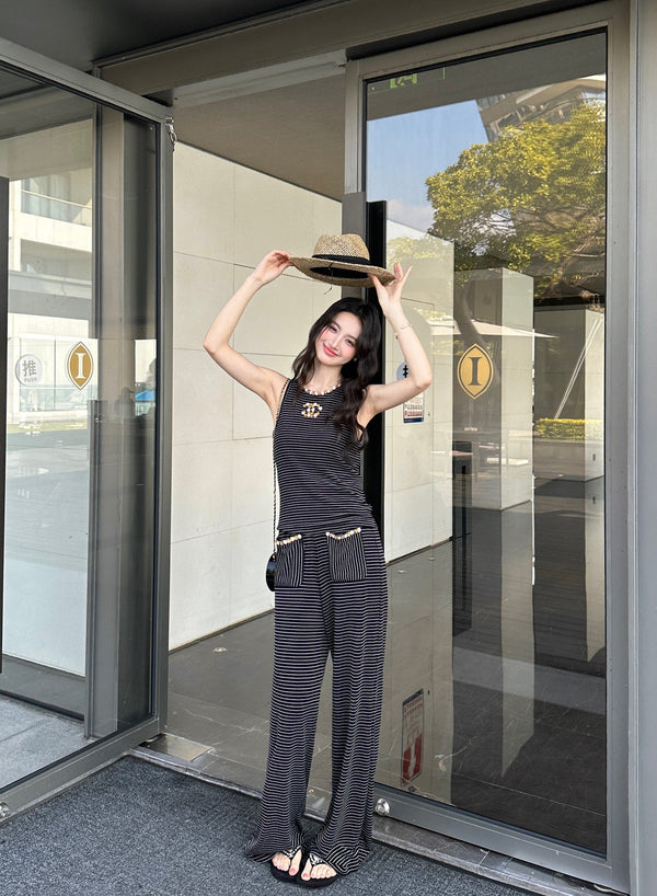 Chanel 26 Striped Suit Black in Acetate 202866