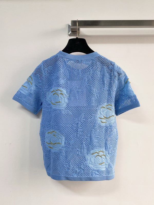 Chanel Short-Sleeve T-Shirt Blue in Cotton 204037