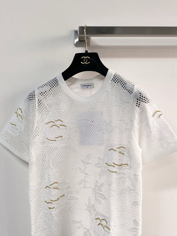 Chanel Short-Sleeve T-Shirt White in Cotton 204035