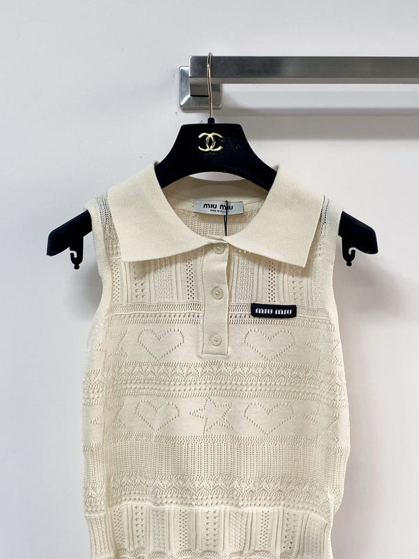 Miumiu Vest Beige in Cotton 207984